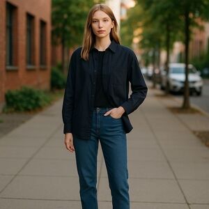 H&M Black Button-Up Shirt